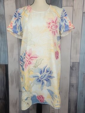 MinkPink Yellow Red Blue Floral Batik Mini Dress Size Medium
